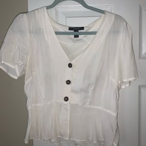 white button up short sleeve top